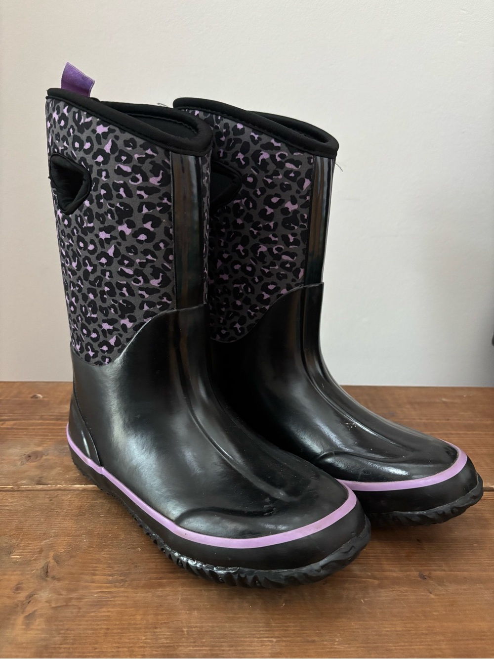 Girls Storm by Cougar Neoprene Winter Snow Boots Purple Leopard Youth Size 3